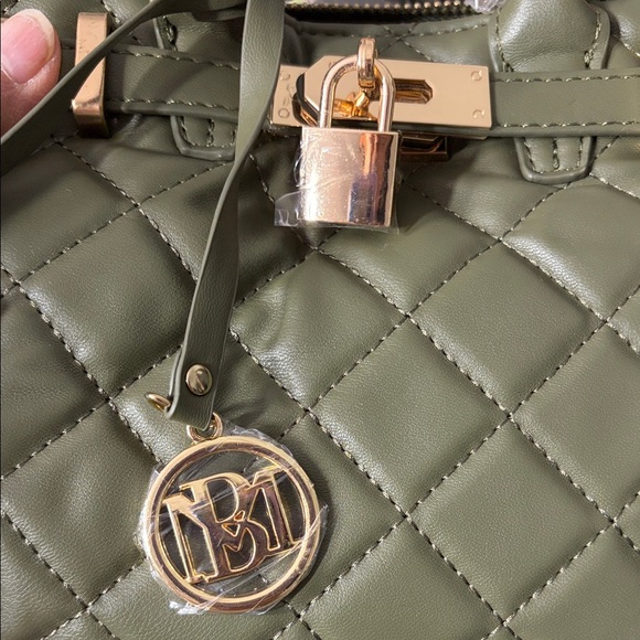 Olive Quilted Vegan Leather Handbag - Picture 7 of 15